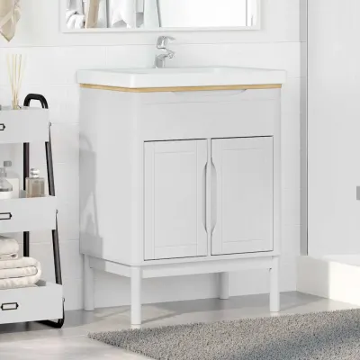 vidaXL Dulap pentru Chiuveta de Baie FLORO Alb 60 x 40 x 80 cm