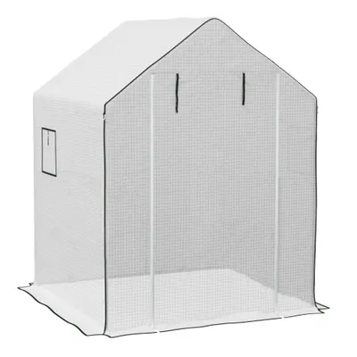 Outsunny Acoperiș de Înlocuire pentru Seră Walk-in din PE cu Ușă Rulabilă și Ferestre, 140 x 143 x 190cm, Alb | Aosom Romania
