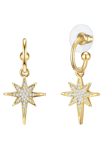Cercei placati cu aur de 14K si decorati cu cristale - Auriu