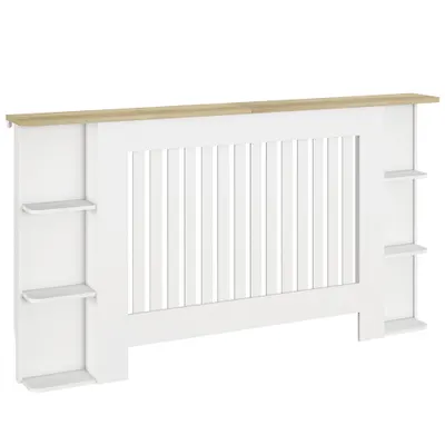 HOMCOM Acoperire Radiator cu Rafturi din MDF, Design Modern cu Șipcă, pentru Living și Dormitor, 152x19x83 cm, Alb | Aosom Romania