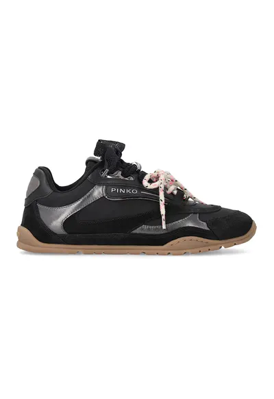Pantofi sport din piele intoarsa si material textil Yulia - Negru/Caramel