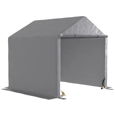 Outsunny Garaj de grădină 2 x 2 x 2 m garaj pentru biciclete exterior cu cadru din oțel galvanizat, impermeabil și rezistent la UV - gri | Aosom Romania
