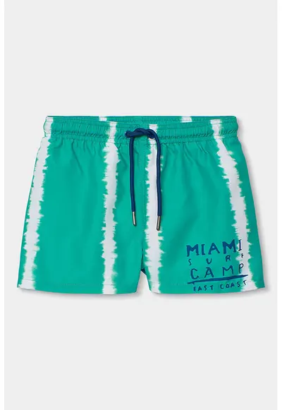 Pantaloni scurti de baie cu model in dungi - Alb/Verde