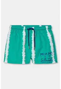 Pantaloni scurti de baie cu model in dungi - Alb/Verde