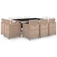 Gossi set mobilier de exterior cu perne, 11 piese, bej, poliratan