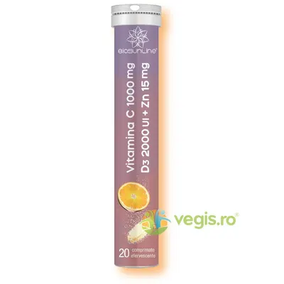 Vitamin C 1000mg + D3 2000UI + Zinc 15mg 20cpr efervescente