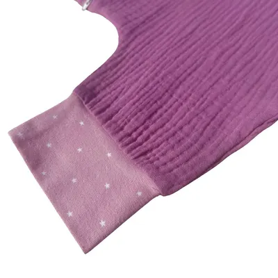 Sac de dormit cu picioruse 0.3 tog din muselina Lavender 80 cm