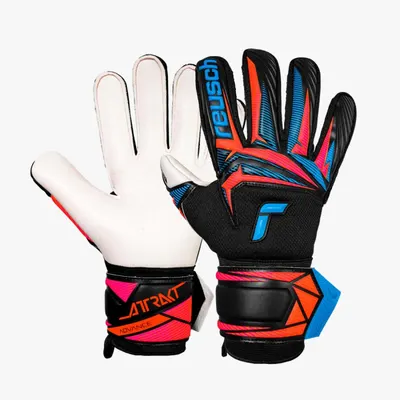 Mănuși de portar Reusch Attrakt Advance negru/albastru aqua/oranj șocant