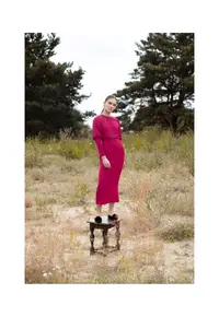 Rochie midi cu mansete inalte - Pruna