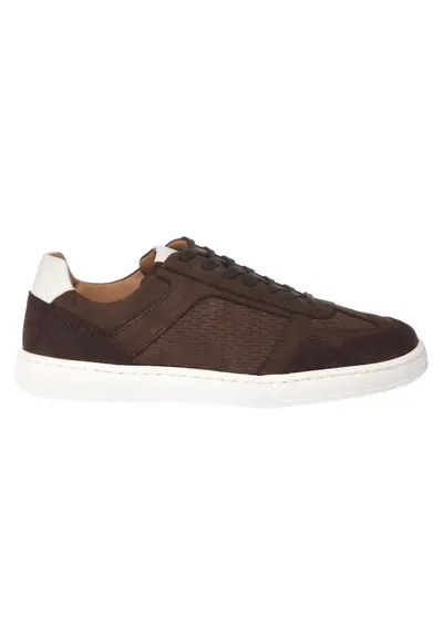 Pantofi sport de piele intoarsa cu perforatii - Maro