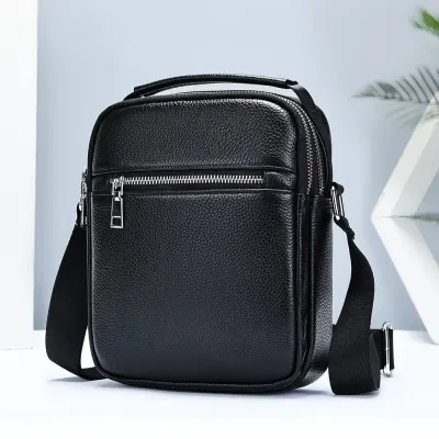 Geanta de umar pentru barbati, Alexander GT3810, piele naturala, Neagra
