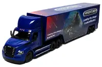 Jucărie pentru copii Kinsmart - Camion metalic Freightliner eCascadia cu container, 1:62, albastru