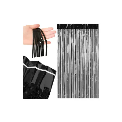 Perdea decorativa autoadeziva pentru fundal foto, efecte stralucitor, 100 x 200 cm, neagra