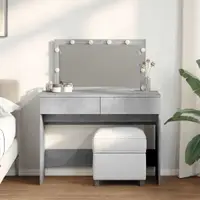 vidaXL Masă de toaletă cu LED, gri beton, 100x40x120 cm