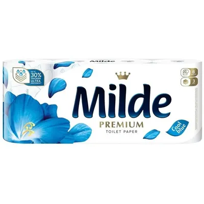 Hartie Igienica Milde Premium Cool Blue, 3 Straturi, 8 Role