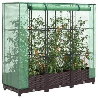 Gossi strat inaltat cu husa de sera, aspect ratan, 120x40x123 cm