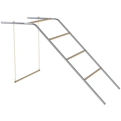 PawHut Bară de cocoțare pentru găini pe 5 nivele din lemn de pin și oțel, scară și leagăn, 82 x 150 x 110 cm, argintiu | Aosom Romania
