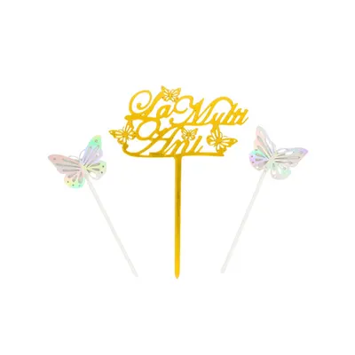 Cake Topper tort La Mulți Ani cu fluturași