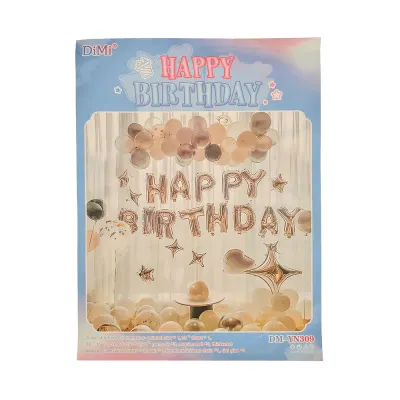 Set Happy Birthday cu baloane in forma de inima si stele