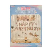 Set Happy Birthday cu baloane in forma de inima si stele