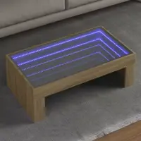 vidaXL Măsuță de cafea cu LED infinity, stejar sonoma, 90x50x30 cm