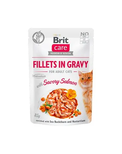 BRIT Care Cat Fillets in gravy, file de somon în sos 85 g
