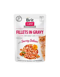 BRIT Care Cat Fillets in gravy, file de somon în sos 85 g