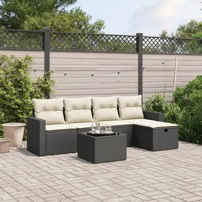 Gossi set mobilier de gradina cu perne, 6 piese, negru, poliratan