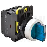 Comutator cu brat luminos,LED,albastru, 3 poz., cu revenire NYK3-SL34B 1×NO+1×NC, 5A/230V AC-15, IP65, LED 230V AC/DC