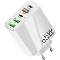 Incarcator Retea, 5 Porturi, 65W, 3 x USB, 2 x Type-C, Alb - Default Title