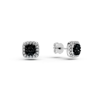 Cercei stud din aur alb cu diamante negre si incolore de 0.3ct