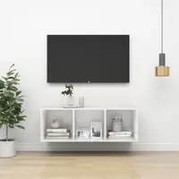 Gossi dulap tv montat pe perete, alb, 37x37x107 cm, pal