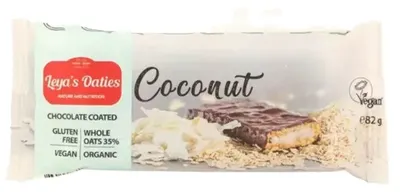 Baton de ovăz organic, cocos și ciocolată, 82 g, Leya