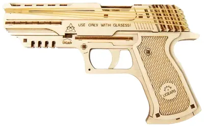 Puzzle 3D din lemn Ugears din 62 piese - Pistol Wolf-01