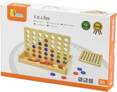 Joc de strategie din lemn Viga Toys – Patru jetoane într-o linie