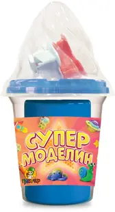 Plastilină Piasăchko - Cu forme pentru modelare, 100 g, albastră