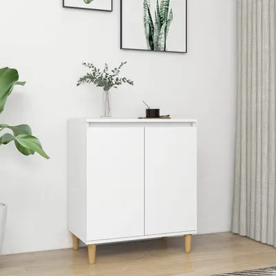 vidaXL Servantă cu picioare din lemn masiv, alb, 60x35x70 cm, PAL