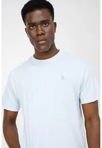 ’47 - Tricou din bumbac cu model uni Losdod Base Runner - Albastru pastel