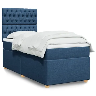 Gossi pat box spring cu saltea, albastru, 90x200 cm, textil