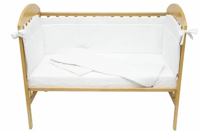 Set protectii patut alb cu dantela din bumbac 50 x 100 cm KidsDecor