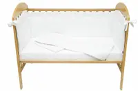 Set protectii patut alb cu dantela din bumbac 50 x 100 cm KidsDecor