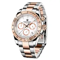 Ceas Bărbați Pagani Design PD-1644 Alb Bicolor, Chronograph VK63, 40mm, Sticlă Safir, Argintiu Rose Gold Elegant