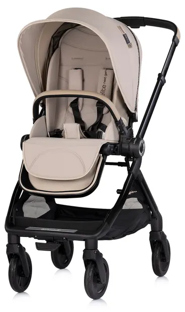 Cărucior pentru copii Chipolino - Elite NextG, cu mâner reversibil, latte