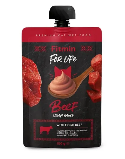 Fitmin For Life Cat Cream Sauce Beef Hrană complementară pentru pisoi și pisici adulte cu vită în sos cremos.100 g