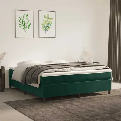 vidaXL Pat box spring cu saltea, verde închis, 180x200 cm, catifea