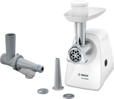 Mașină de tocat carne Bosch - SmartPower MFW2515W, 1500W, 1.7 kg/min, albă