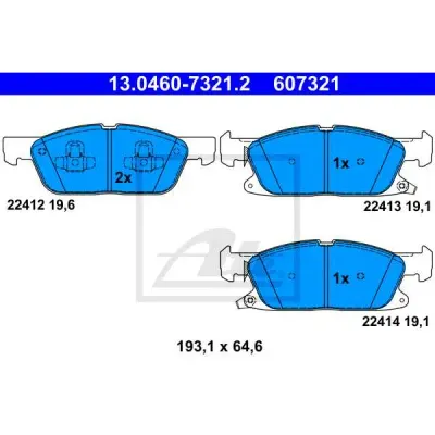 Set placute frana, frana disc ATE 13.0460-7321.2