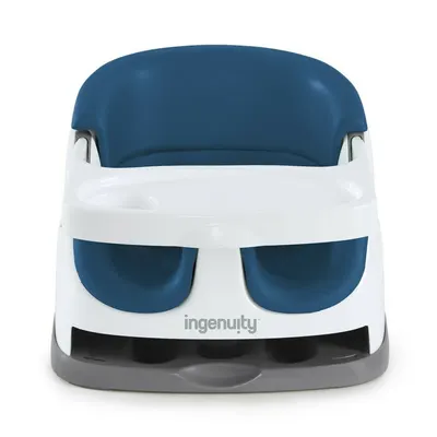 Scaun inaltator, Ingenuity, 2 in 1, Tavita pliabila, Utilizare atasat de scaun sau individual pe podea, Pana la 22 kg, Fara BPA, 6 luni+, Albastru inchis