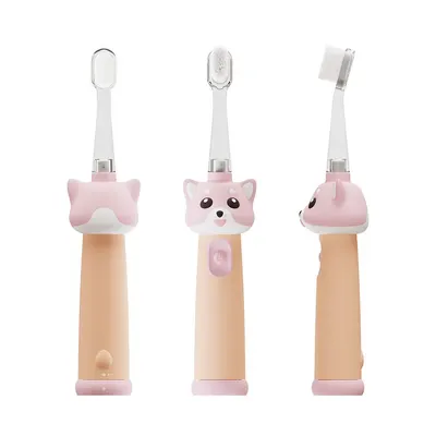 Periuta de dinti electrica Vitammy ePUPPY Roz pentru copii 0-6 ani, cu lumina LED, 24.000 de miscari sonice pe minut, 2 capete periuta incluse, 2 moduri de functionare si timer