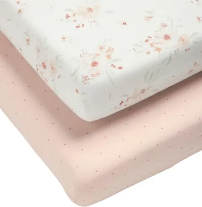 Cearșaf de jos cu elastic pentru pat Mamas & Papas - Floral, 70 x 142 cm, 2 buc